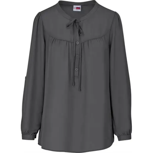 Ladies Long Sleeve Candice Blouse Grey Front